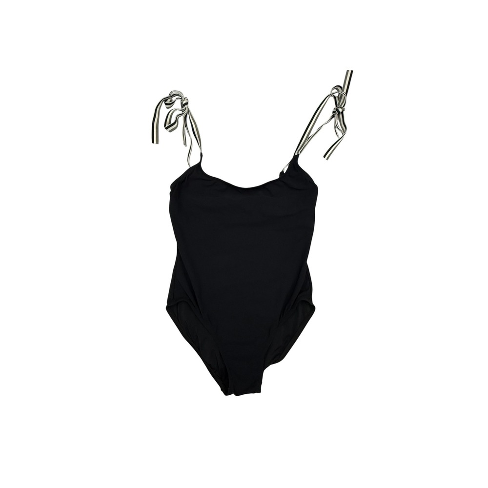Karla Colletto Swimsuit Women's 8 Black Tie Shoulder One Piece Xtra Life Lycra